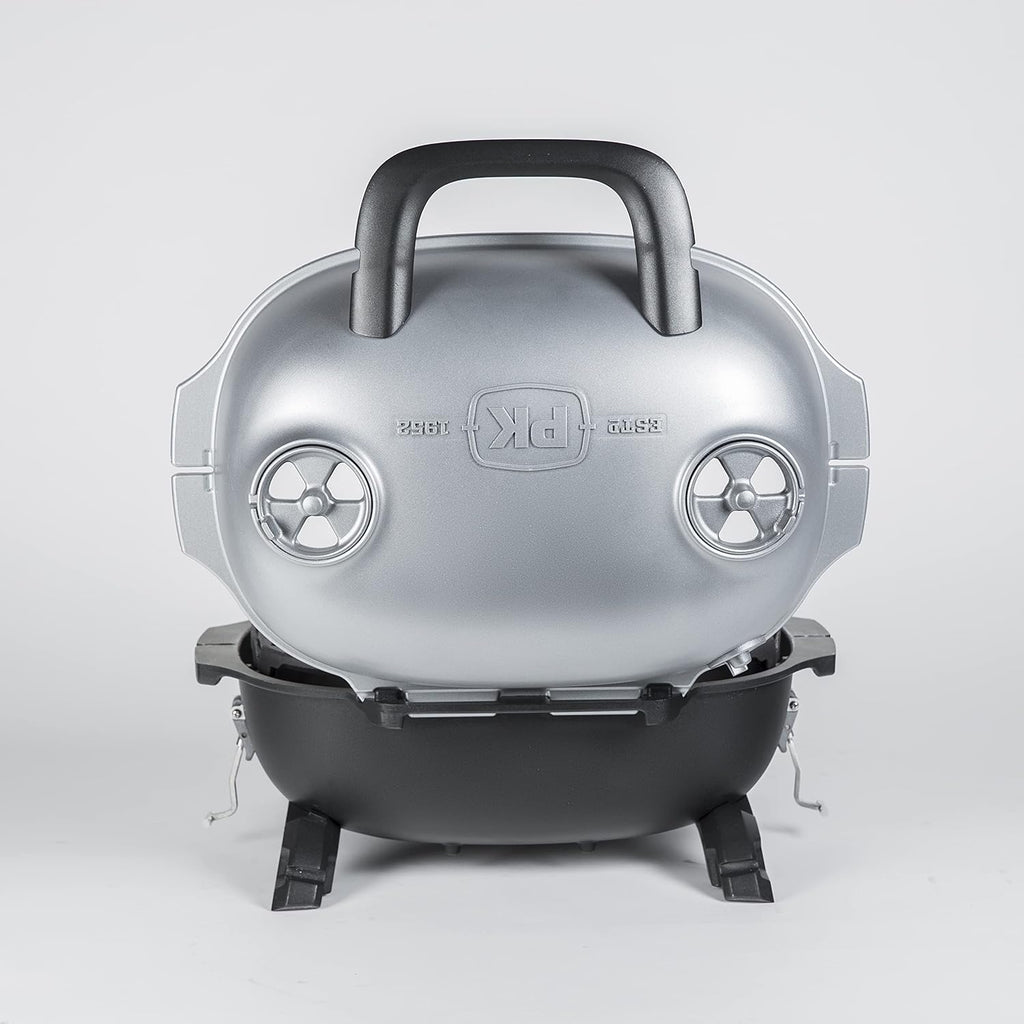 Portable Charcoal BBQ Grill and Smoker with Lid, Cast Iron Aluminum Outdoor Cooking Mini Barbecue Grills, Grey R7259