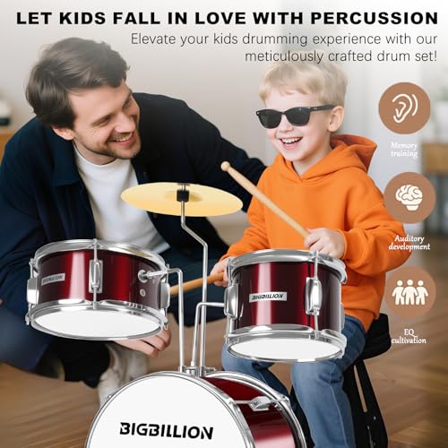 3-Piece 14'' Junior Drum Set with Bass Tom Snare Drum, Cymbal, Pedal, Drumsticks (Pink) D991086