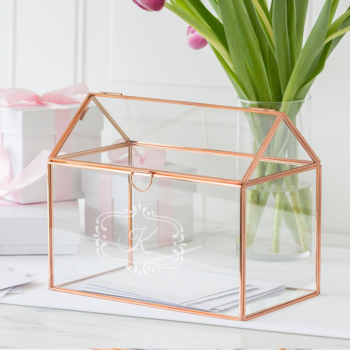 Personalized Glass Terrarium Card Holder N519
