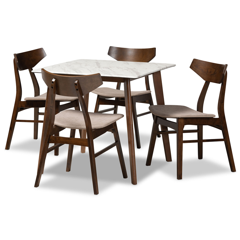 5-Piece Dining Set with Faux Marble Table M811