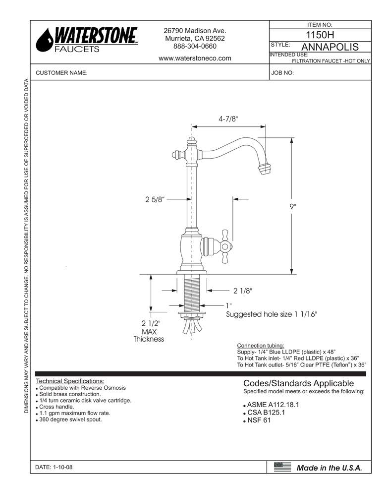 Distressed American Bronze Hot Only Filtration Faucet P3650