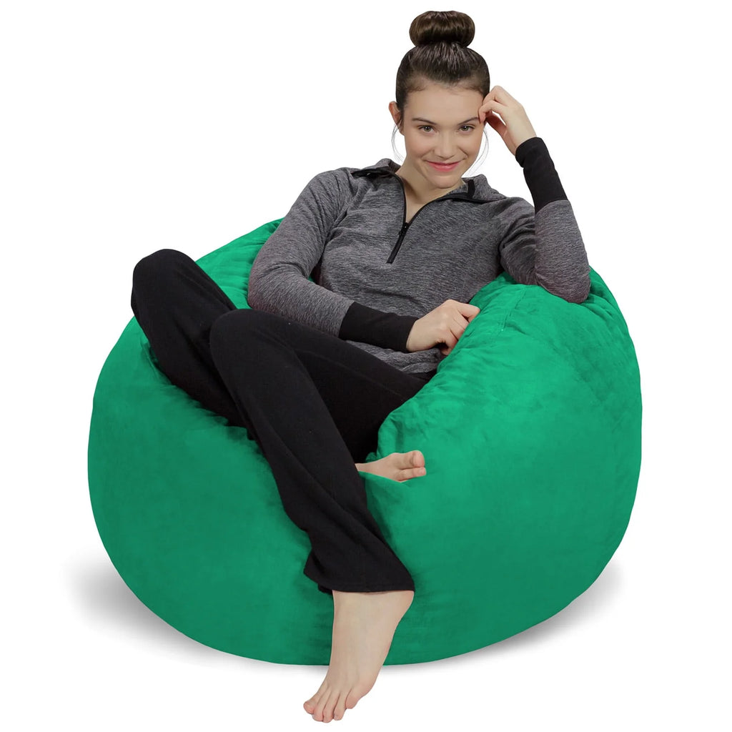 Memory Foam Bean Bag Chair with Microsuede Cover, 3 ft, Royal Blue W43447