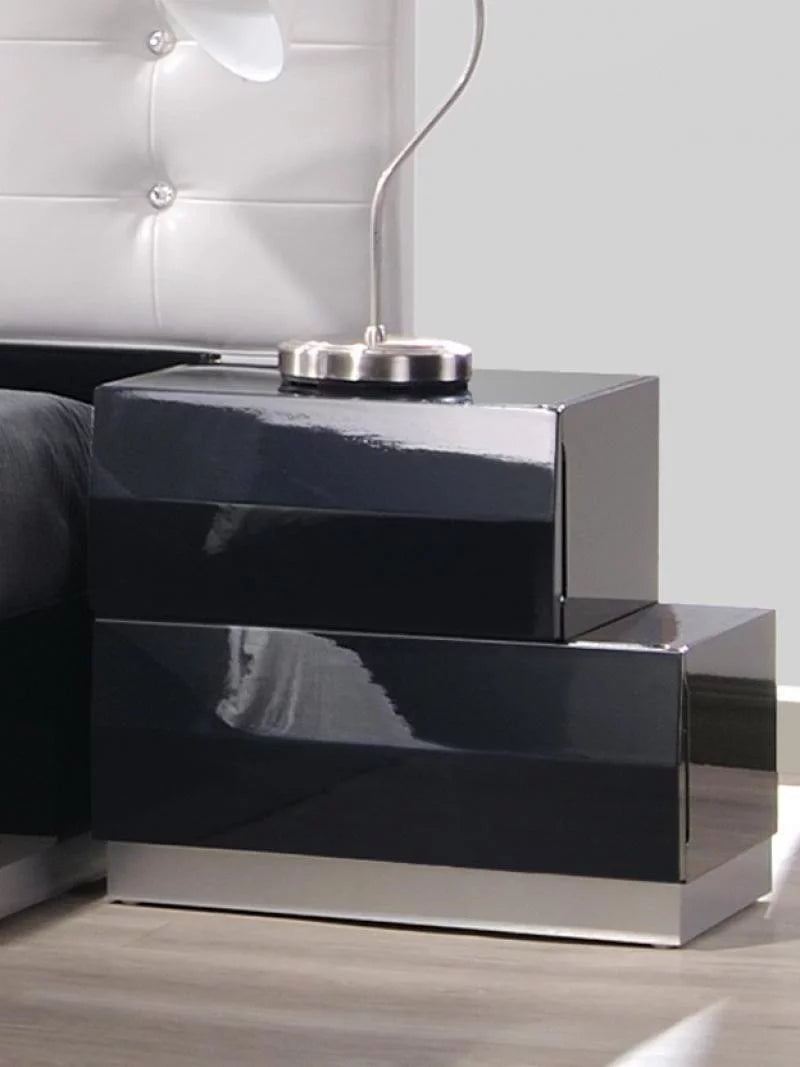 Black Lacquer High-gloss 5Pcs Queen Bedroom Set P63688
