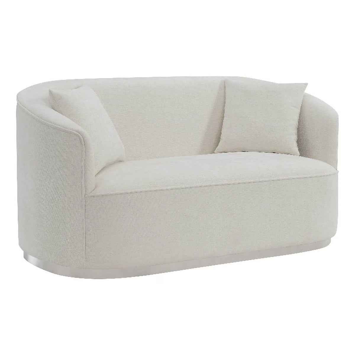 Beige Upholstered Loveseat with 2 Pillows E12649