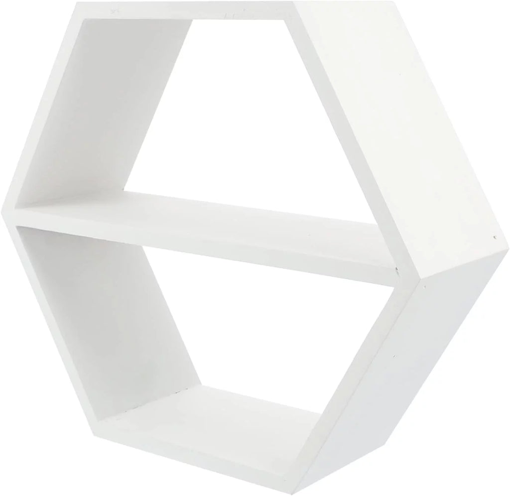 White Hexagon Floating Shelves L92170