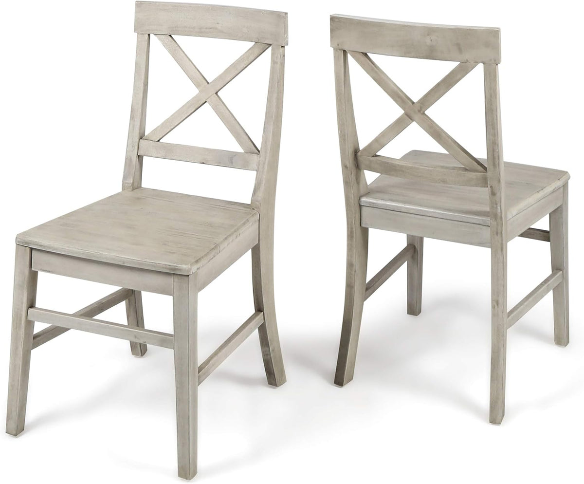 Light Grey Finish Acacia Wood Dining Chairs W5653