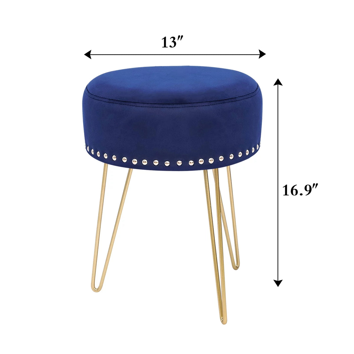 Round Modern Vanity Stool with Golden Metal Leg B750432