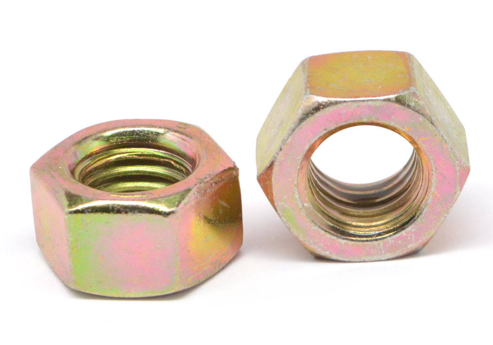 1 1/8x22-7 Coarse Thread Grade 8 Finished Hex Nut Medium Carbon Steel Yellow Zinc Plated Pk 10 N4367
