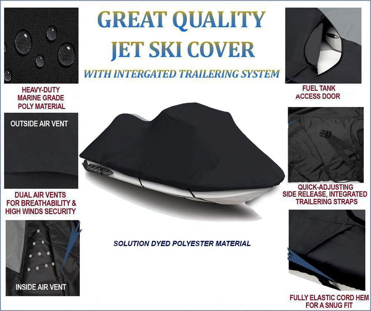 BLACK 600 DENIER JetSki Cover 2 Seater D555