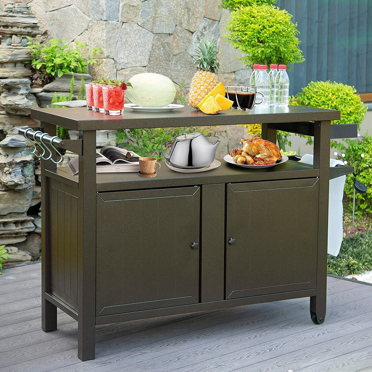 Outdoor Grill Cart with Storage and Wheels N93563