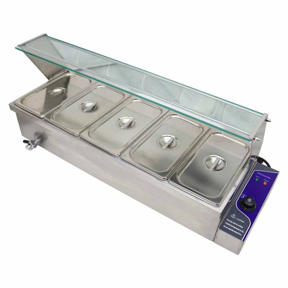 5-Pot Buffet Food Warmer with Glass Shield Z699
