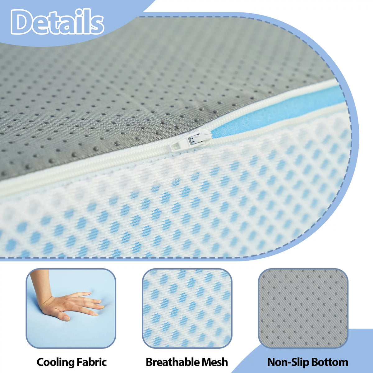6 inch Twin Blue Folding Mattress with Washable Cover K5305