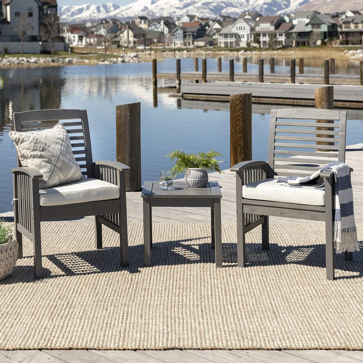 Acacia Wood Outdoor Accent Table, 20 Inch, Brown S44164