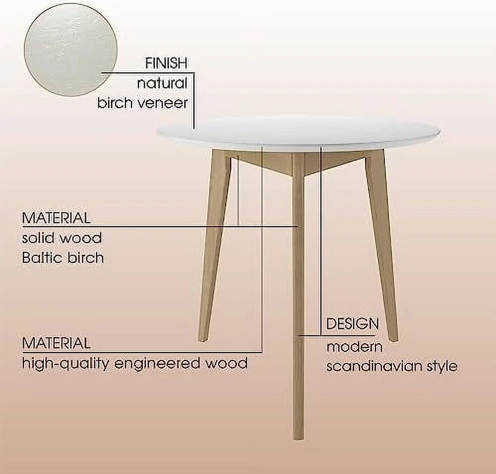 31 inch 3 Legs Round Birch Solid Wood Table R73865