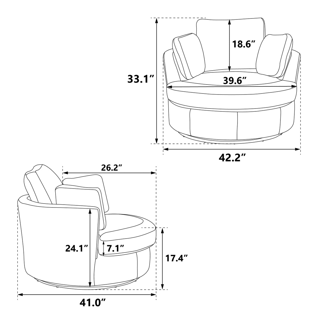 Light Camel Swivel Barrel Chair with 3 Pillows O82979