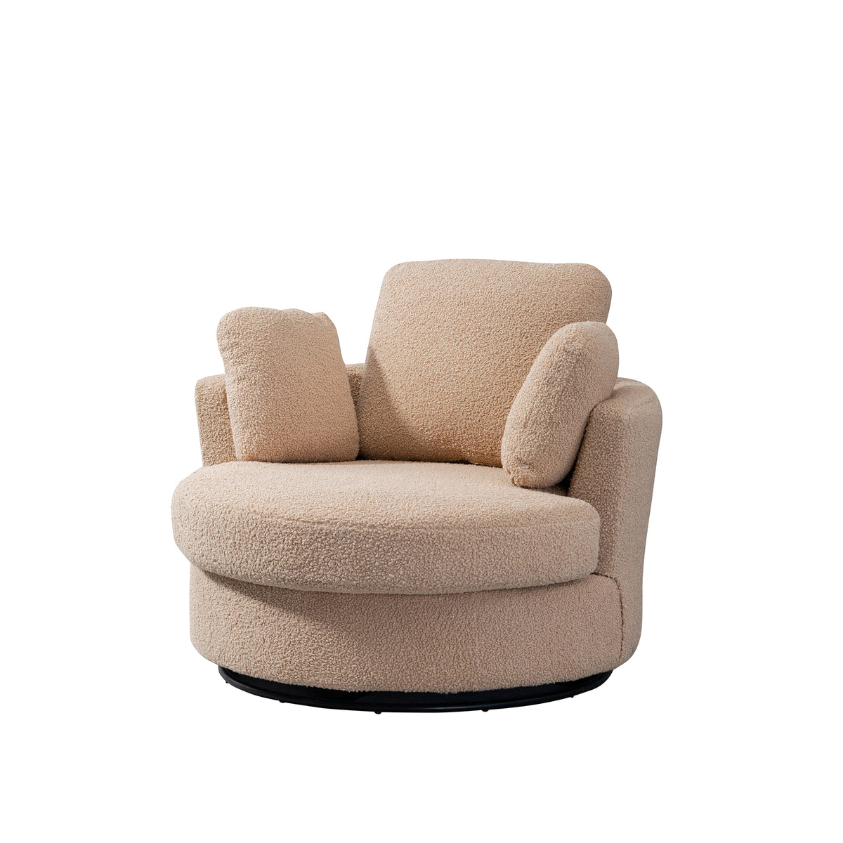 Light Camel Swivel Barrel Chair with 3 Pillows O82979