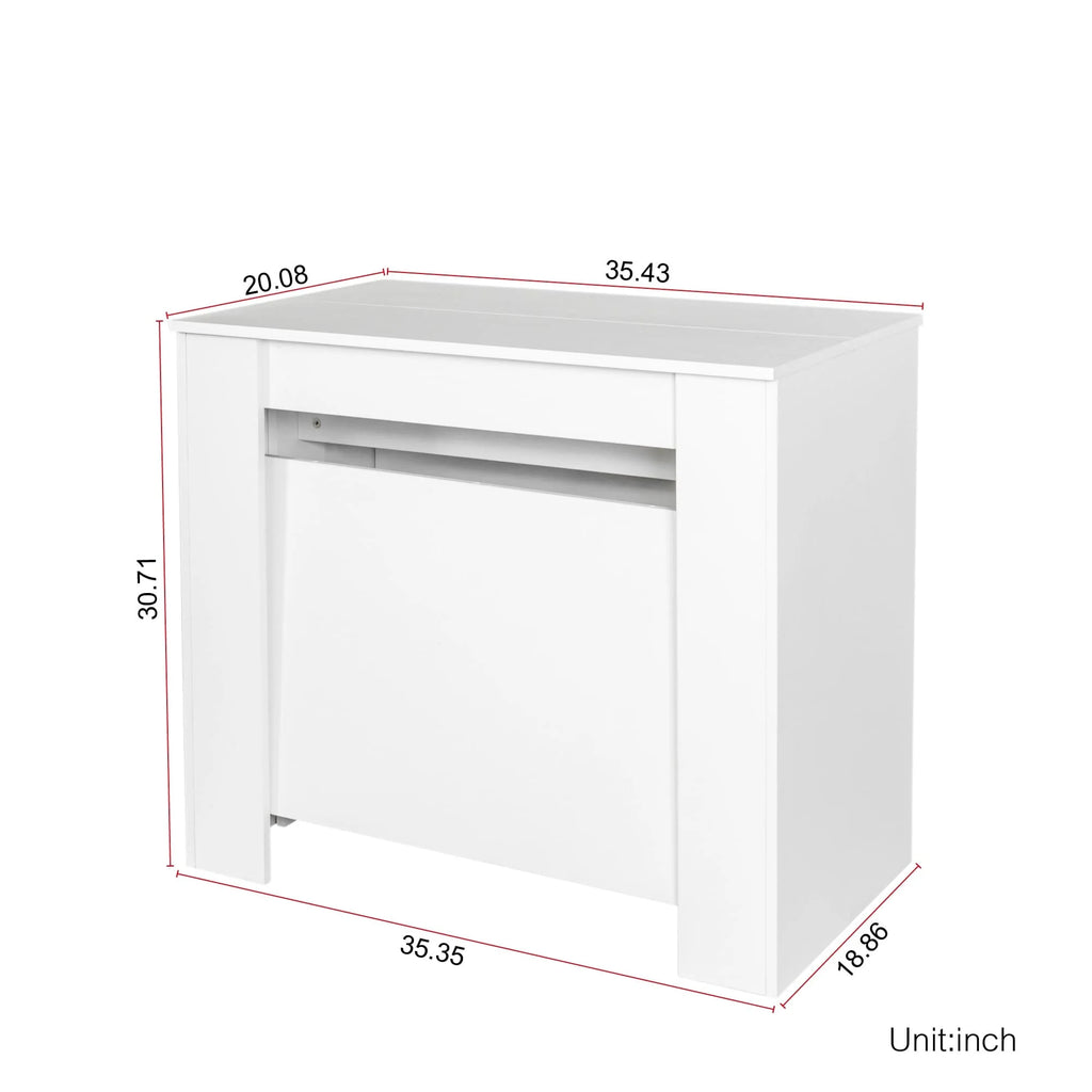 2 in 1 Extendable Console Table Dining Table for 4-8 People White P714
