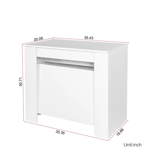2 in 1 Extendable Console Table Dining Table for 4-8 People White P714