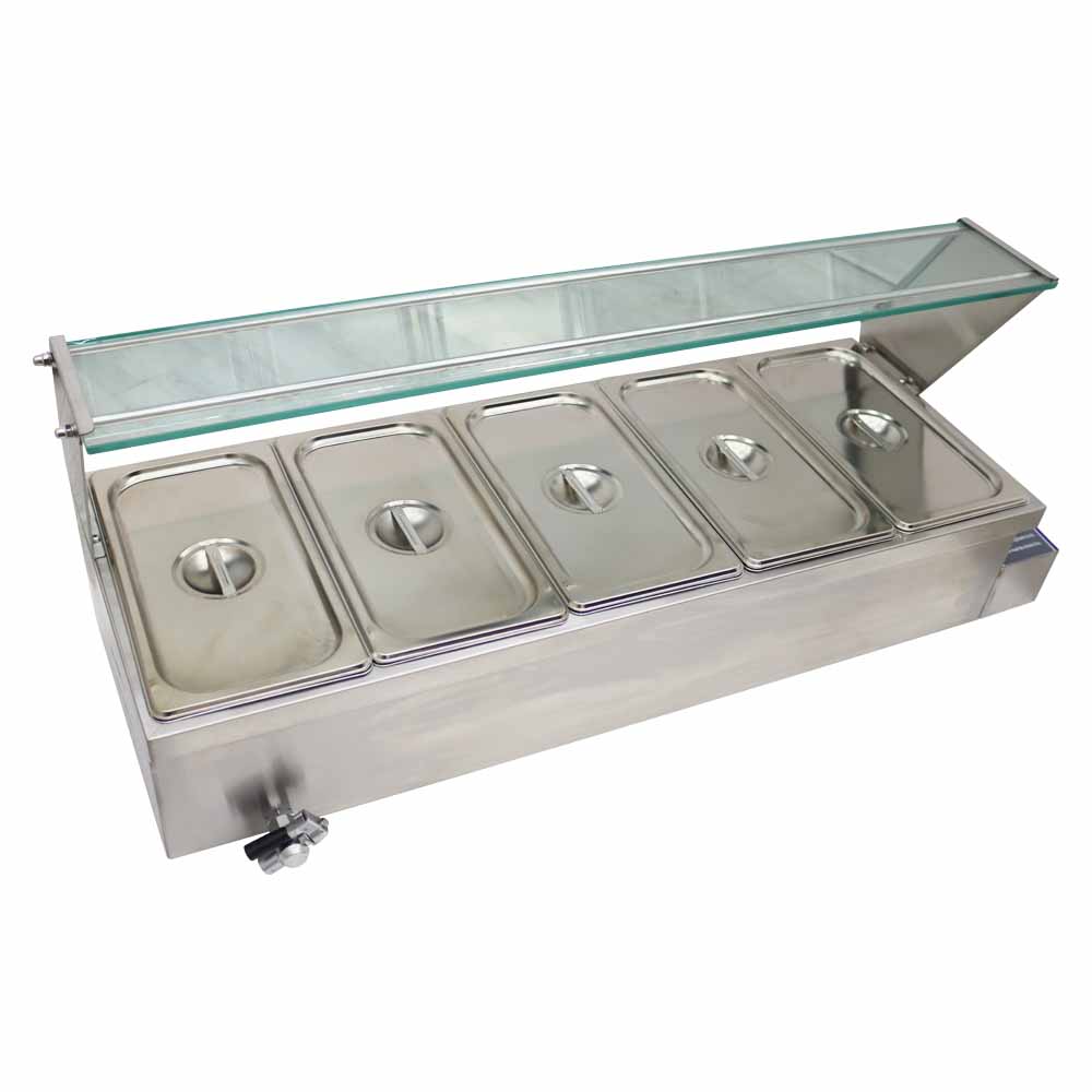 5-Pot Buffet Food Warmer with Glass Shield Z699