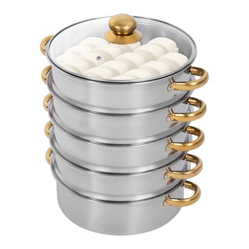 5 Tier Stainless Steel Steamer Pot with Glass Lid V887937