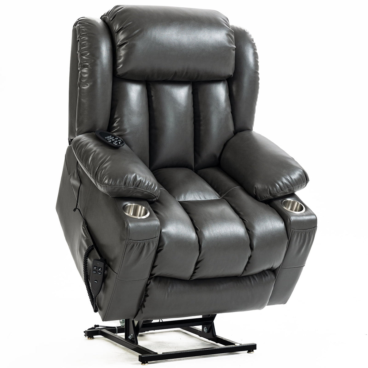 Gray Dual Motor Power Lift Recliner Chair with Massage U4189
