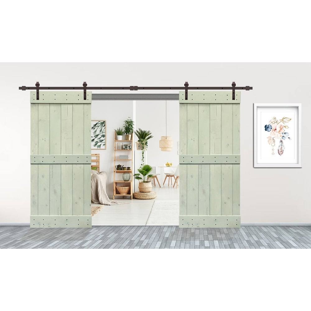 Sage Green Double Barn Door with Hardware Kit M362378