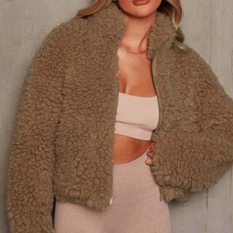 Casual Solid Patchwork Zipper Collar Outerwear P493