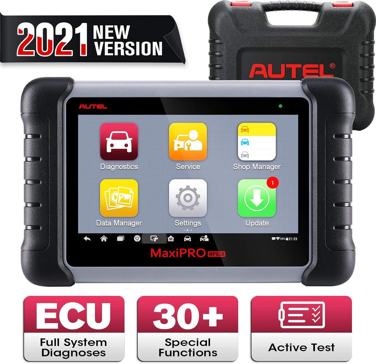 Autel MaxiPRO MP808 Automotive Diagnostic Scan Tool with All Systems Diagnoses, Bi-directional Control, 30+ Service Function, Key Coding and Injector Coding H488315