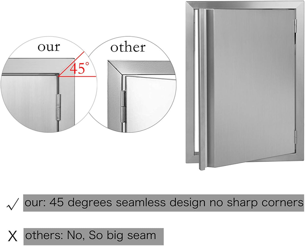 Single BBQ Access Door 304 Stainless 17 W x 24 H W60848