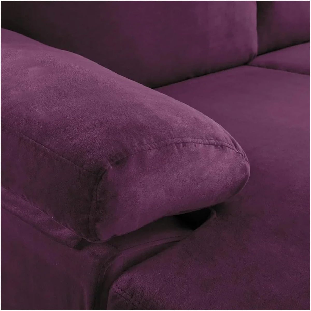 Purple Velvet L-Shape Sectional Sofa with Extra Wide Chaise Lounge T4825