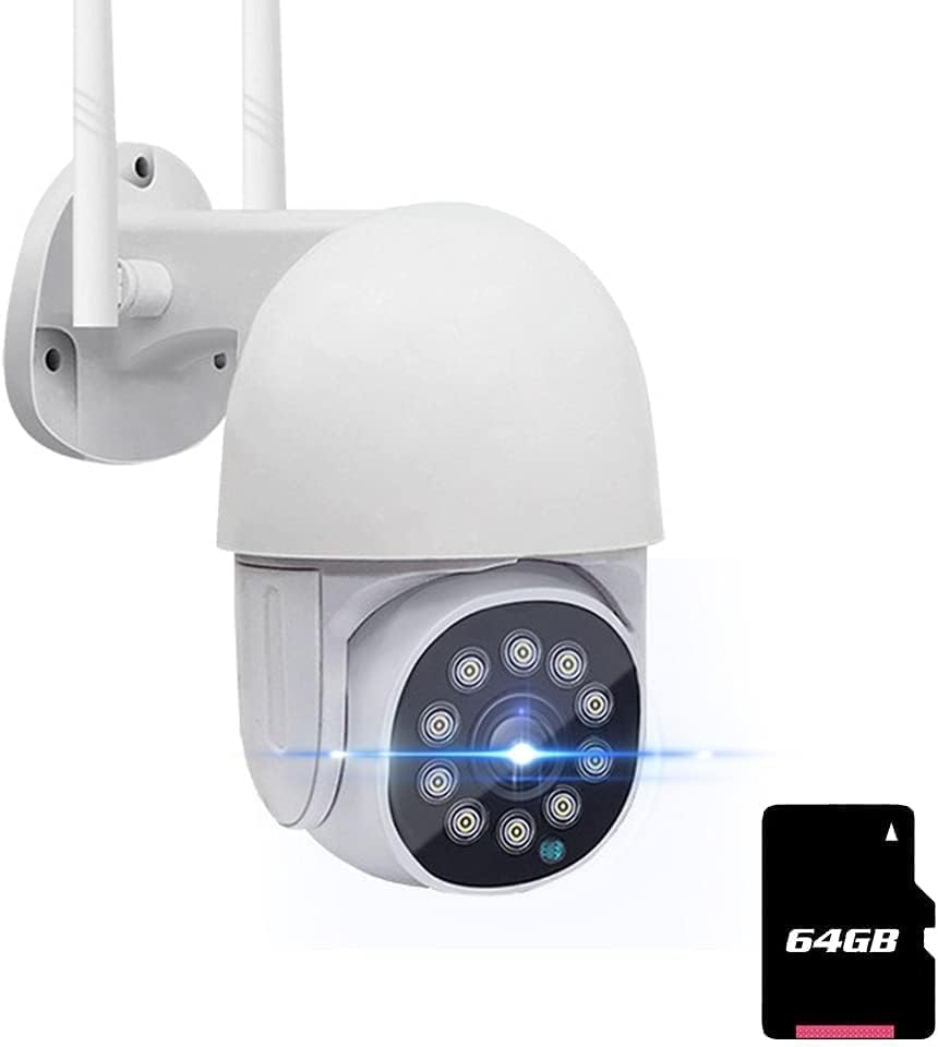 Solar Camera Outdoor Wireless PTZ Security 15600 mAh HD Color Night Vision 2-Way Audio 360 Degree View SD Cloud Storage + 64GB TF Card K745