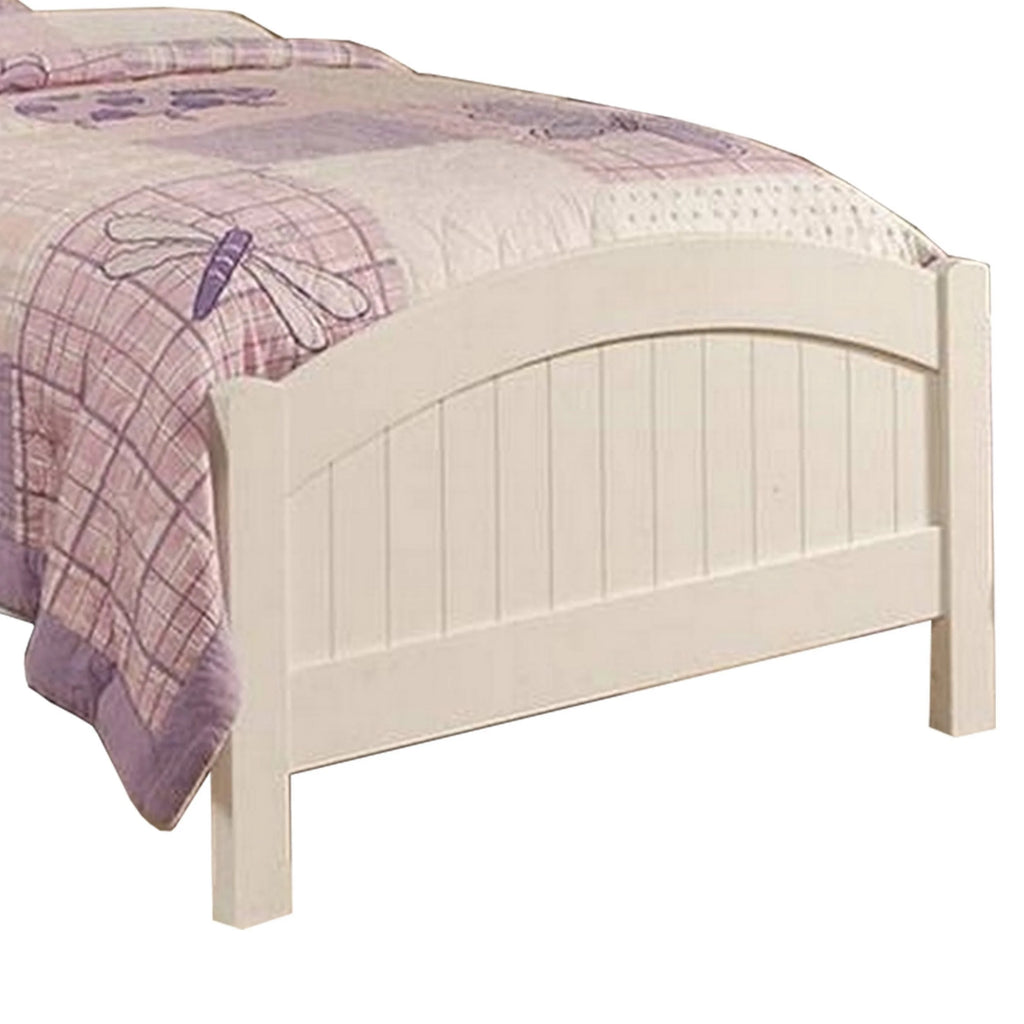Twin Size White Wood Bed with Arched Headboard S5039