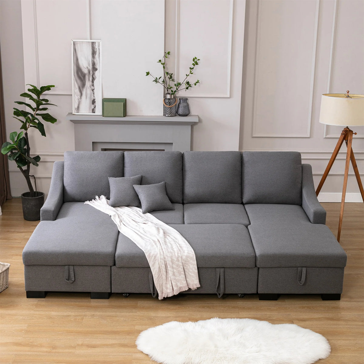Upholstery Sleeper Sofa with Double Storage Spaces V887