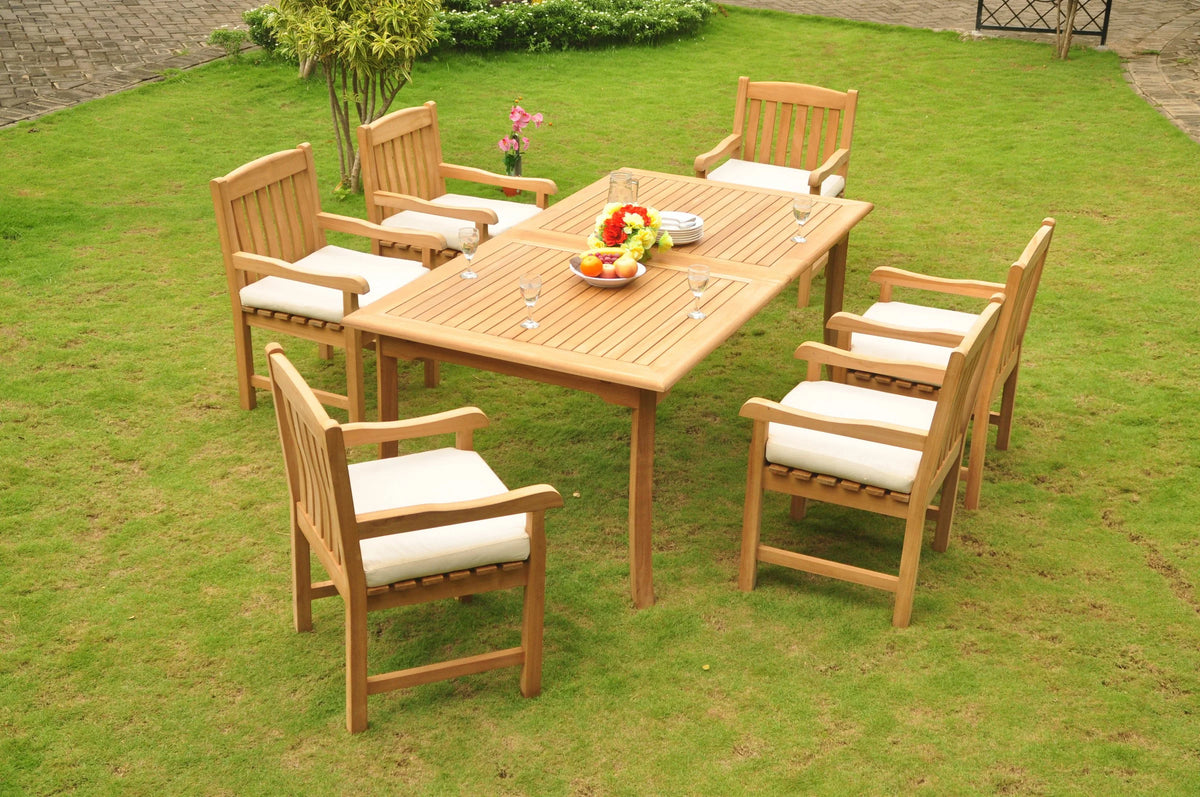 7 Pc Teak Dining Set with 6 Arm Chairs H356