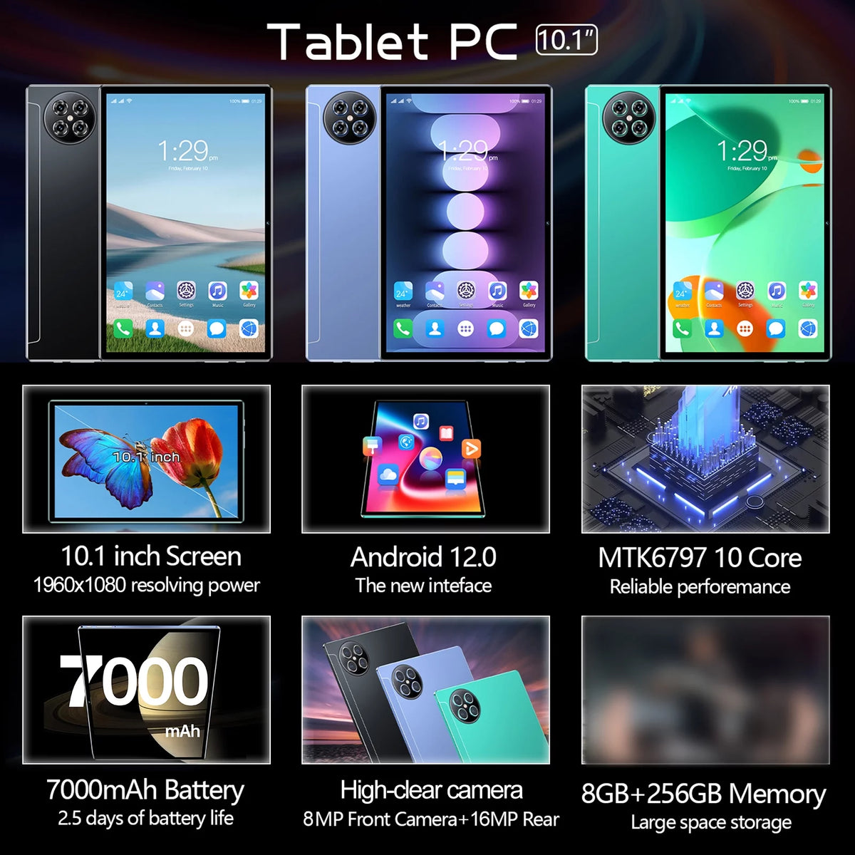 10.1 inch Tablet with 8GB+256GB I832275