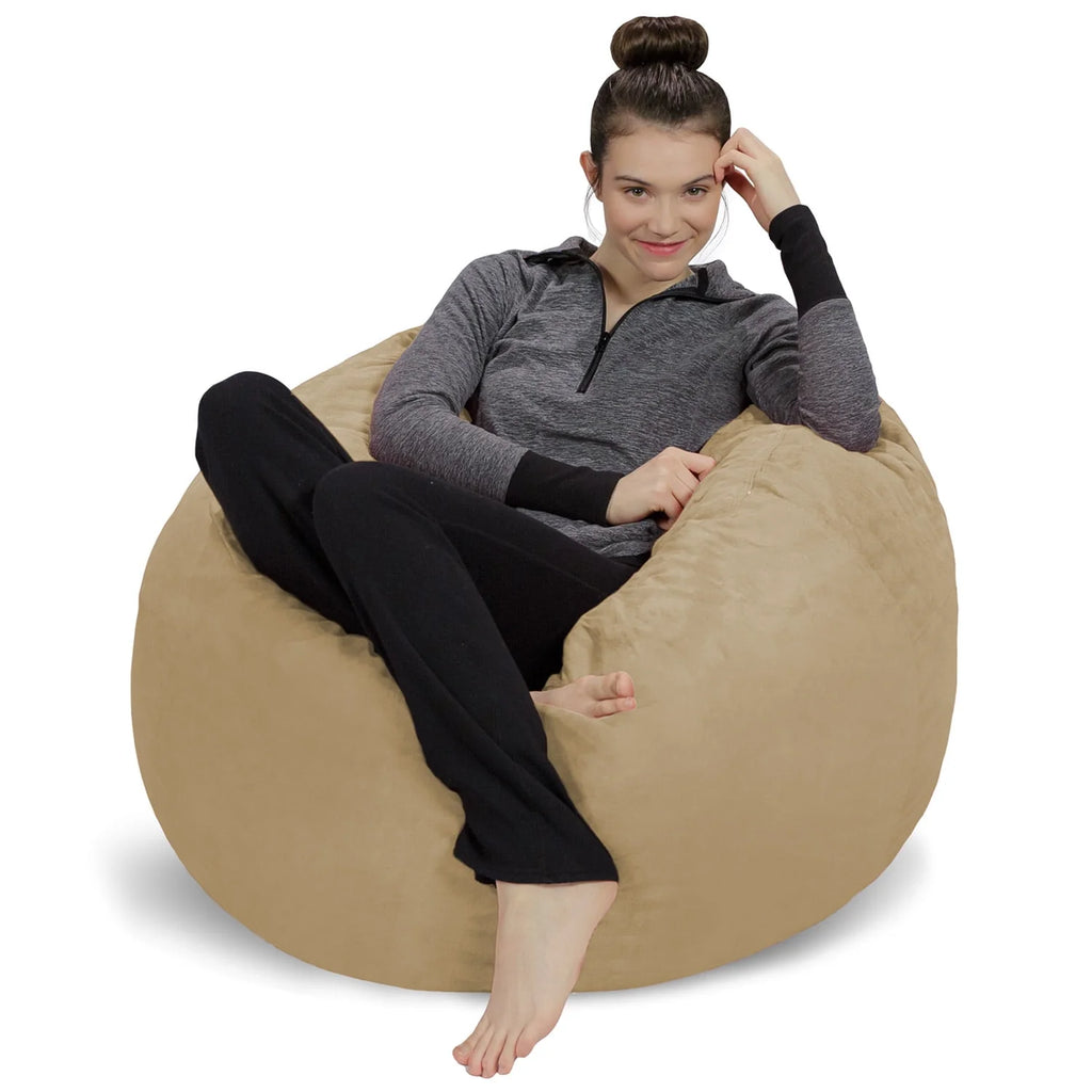 Memory Foam Bean Bag Chair with Microsuede Cover, 3 ft, Royal Blue W43447