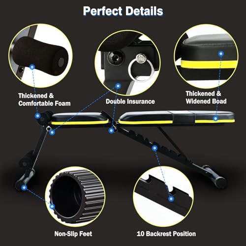 Adjustable Foldable Weight Bench 10 Backrest Position Y80774