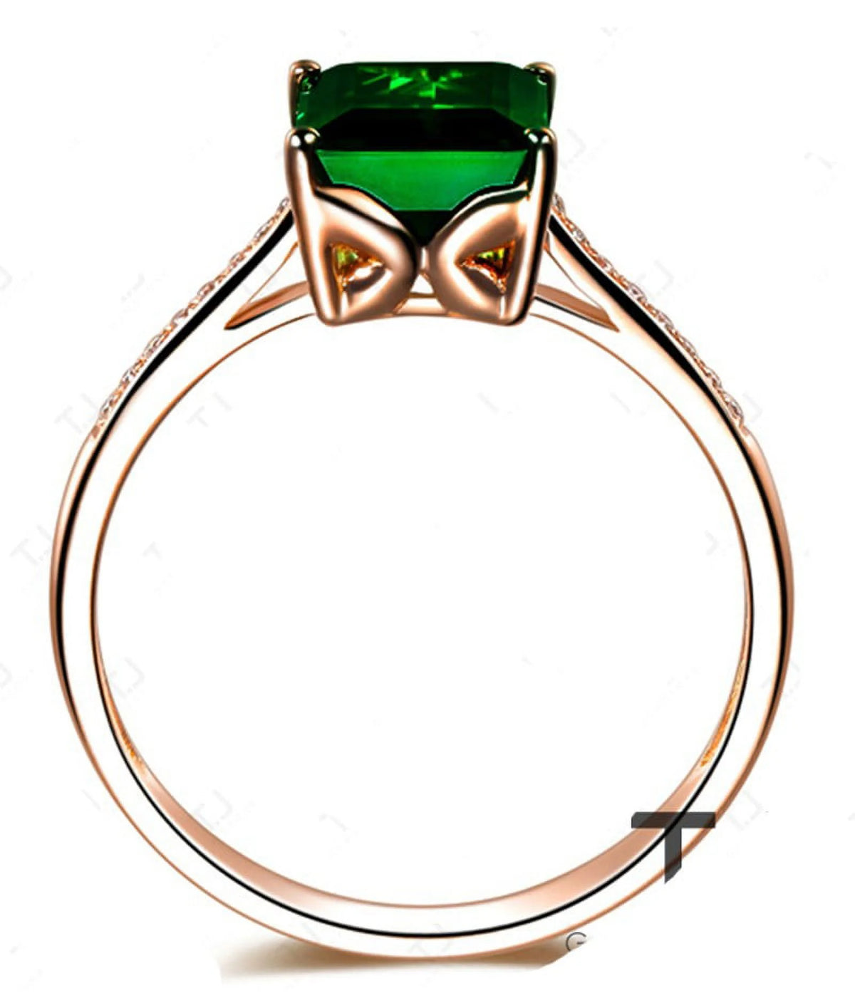 1.50 Carat Green Emerald and Diamond Engagement Ring in Rose Gold C39331