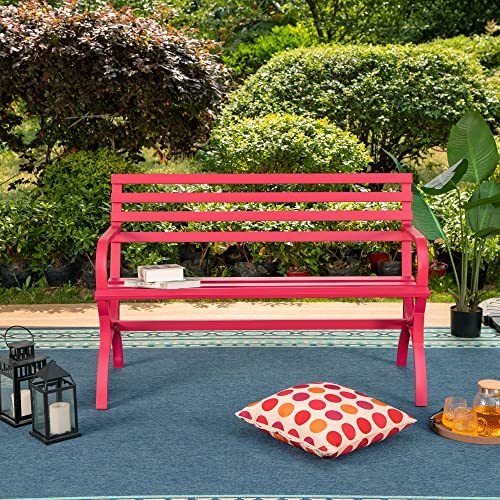 50-Inch Black Cast Iron Steel Garden Bench T29638