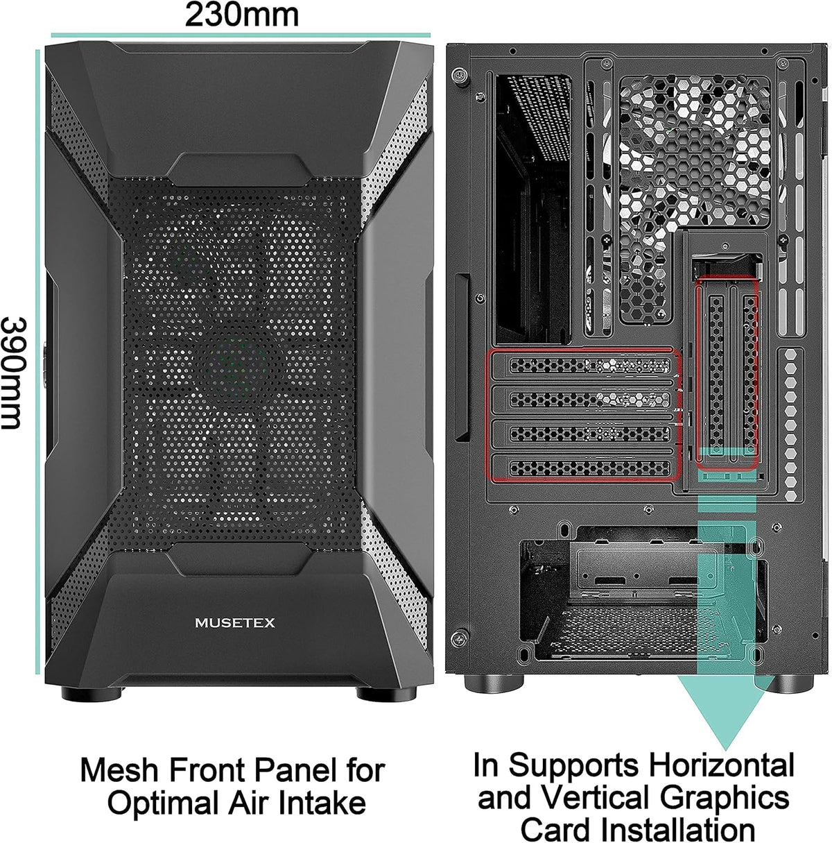 Micro-ATX Tower PC Case with 120MM ARGB Fans L3249