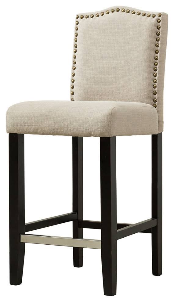 Beige Upholstered Bar Stools Set of 2 E317