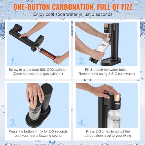 Black Sparkling Water Maker with 2 BPA-free 1L PET Bottles Z245