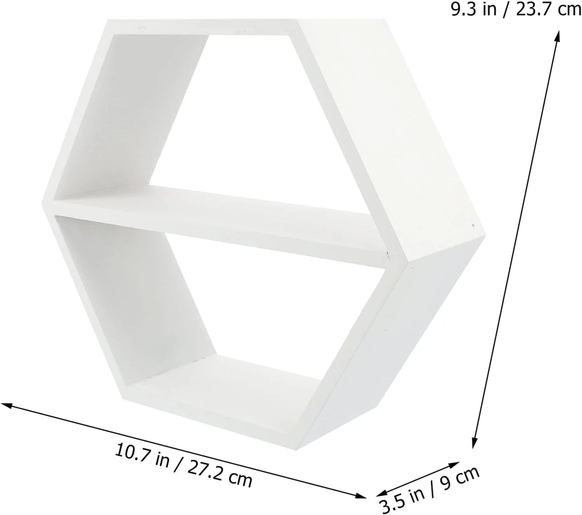 White Hexagon Floating Shelves L92170
