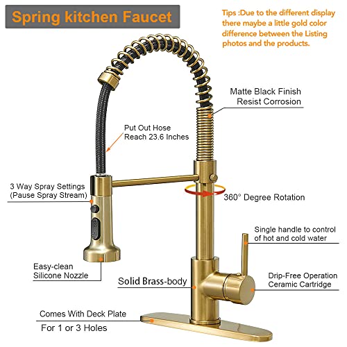 Matte Black&Brushed Nickel Spring Kitchen Faucet with Pull Down Sprayer S2996