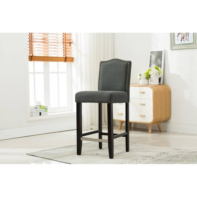 Beige Upholstered Bar Stools Set of 2 E317