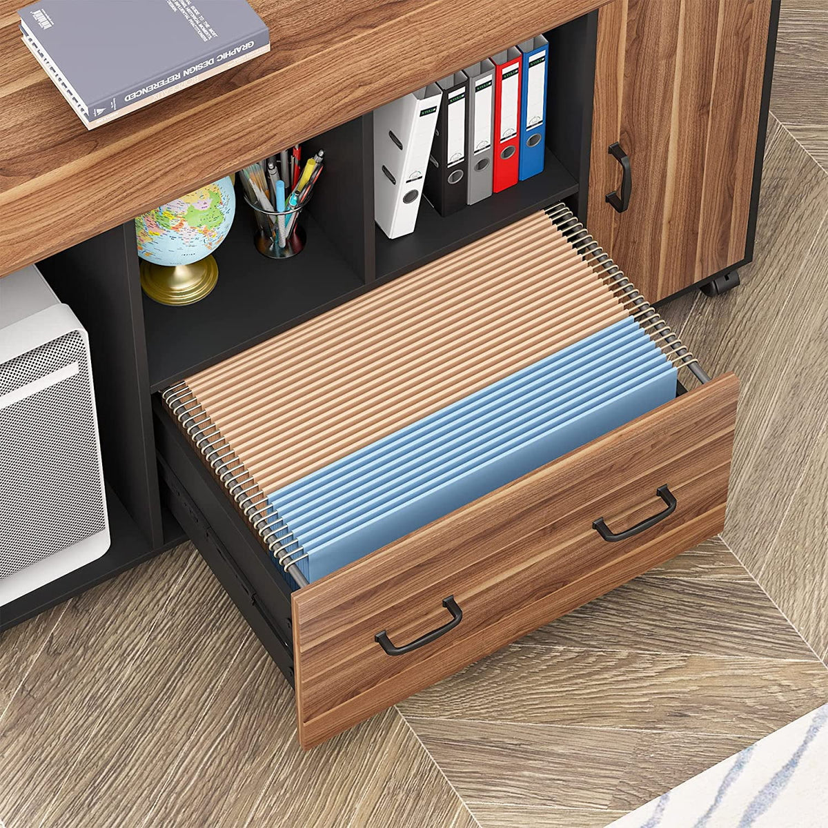 70 inch L Shaped Office Desk with Drawer File Cabinet Z86412