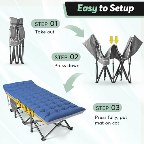 Grey Oversized Folding Camping Cot with Carry Bag N927207