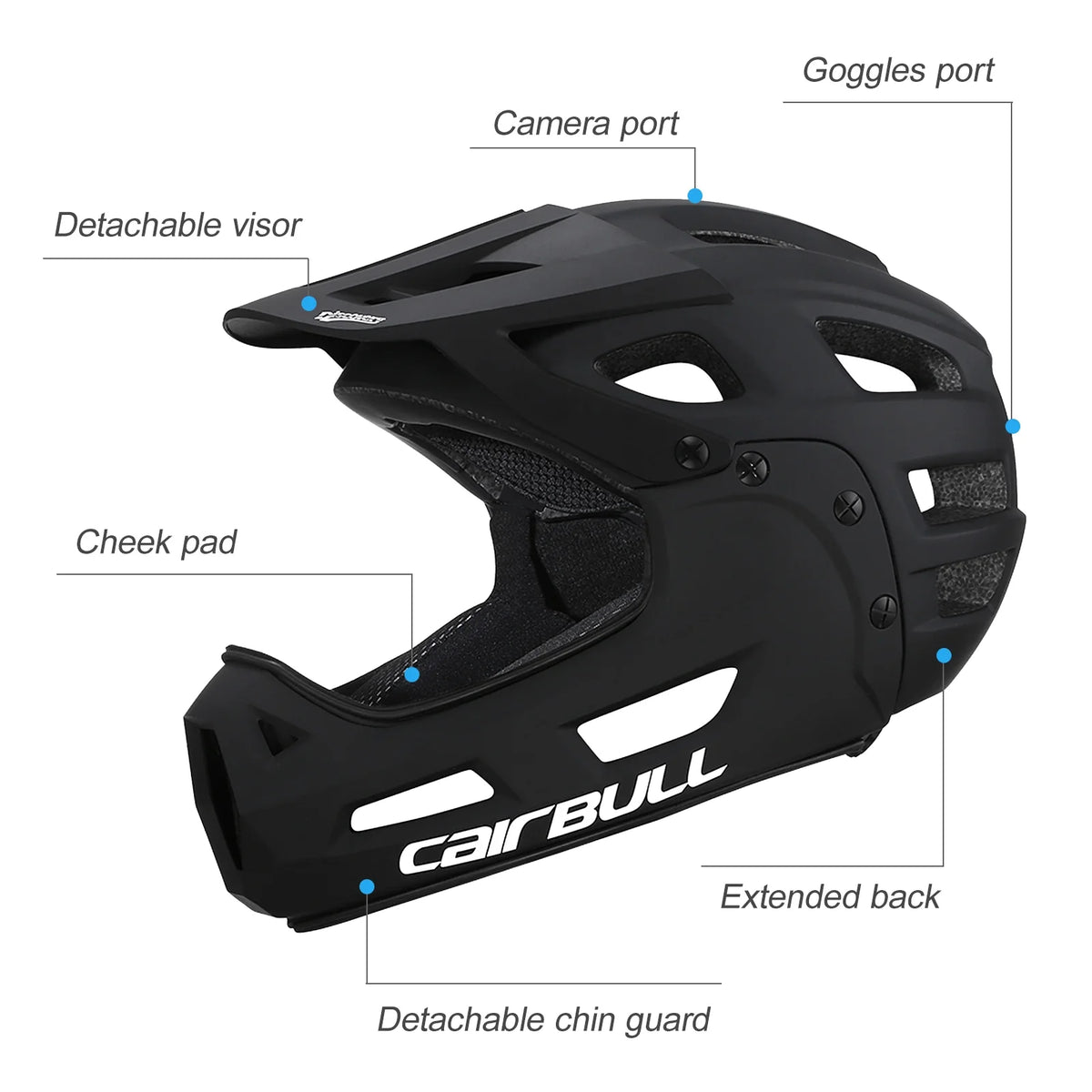 Full Face Bike Helmet with Detachable Chin Guard and Visor W2623