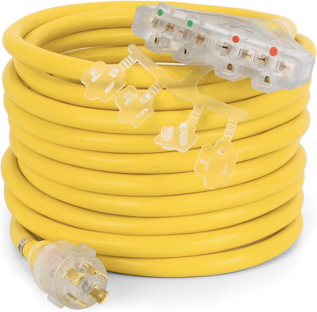 25 Feet 10 Gauge Generator Extension Cord NEMA L14-30P 5-20R U391