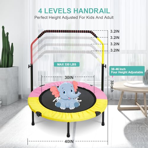 40'' Height-Adjustable Mini Trampoline with Sponge Handle K507582
